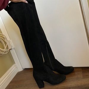 Black Suede Knee High Boots